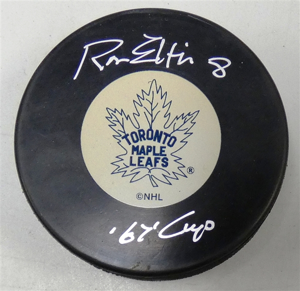 Ron Ellis Autographed Maple Leafs Puck