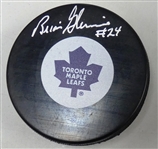 Brian Glennie Autographed Maple Leafs Puck