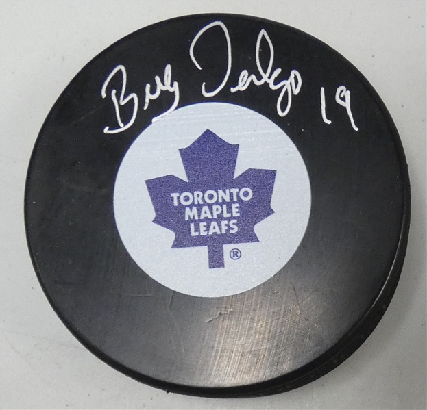Bill Derlago Autographed Maple Leafs Puck