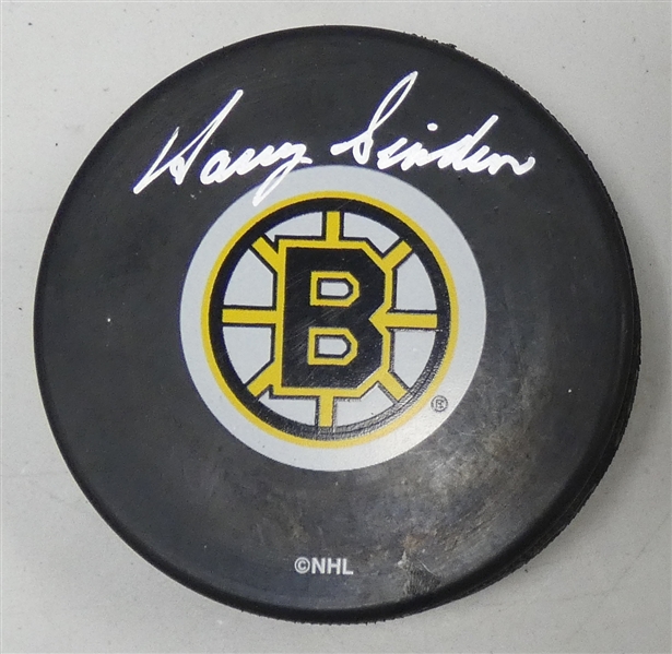 Harry Sinden Autographed Bruins Puck