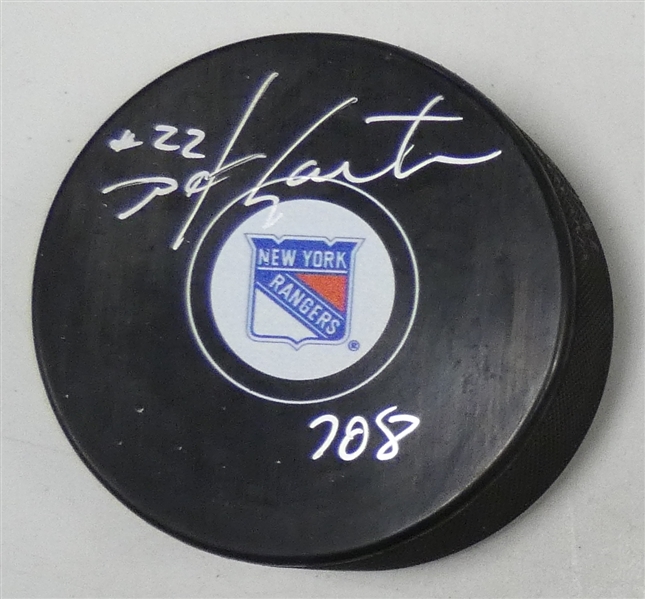 Mike Gartner Autographed Rangers Puck
