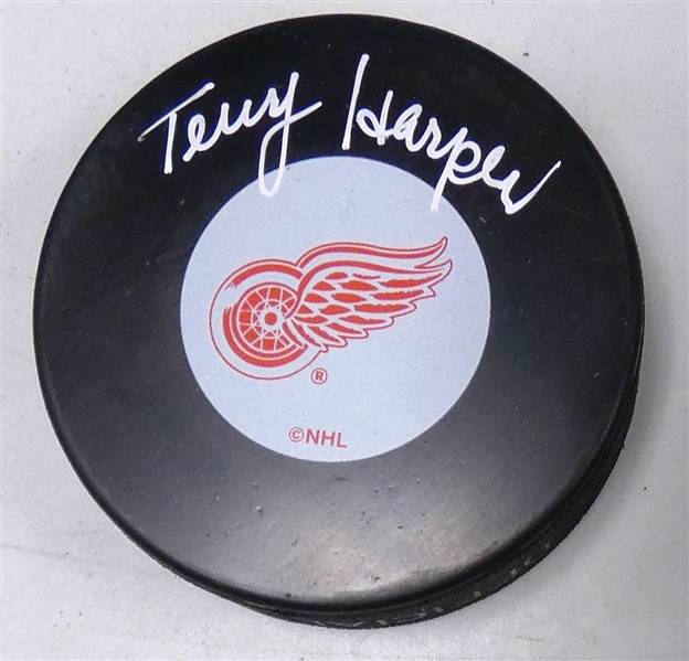 Terry Harper Autographed Red Wings Puck
