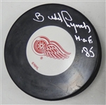 Budd Lynch Autographed Red Wings Puck