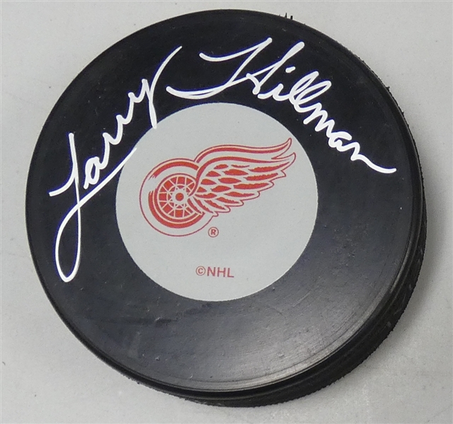 Larry Hillman Autographed Red Wings Puck