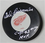 Carl Liscombe Autographed Red Wings Puck