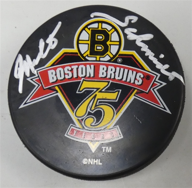 Milt Schmidt Autographed Bruins Puck