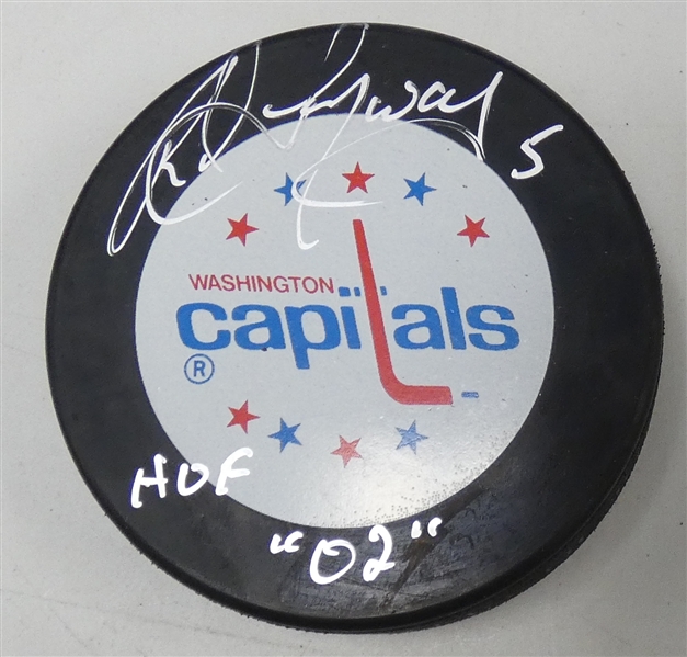 Rod Langway Autographed Capitals Puck