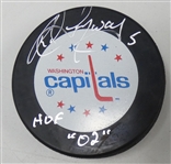 Rod Langway Autographed Capitals Puck