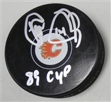 Theo Fleury Autographed Flames Puck