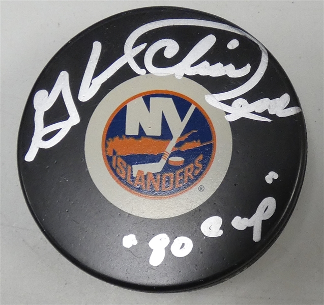 Chico Resch Autographed Islanders Puck