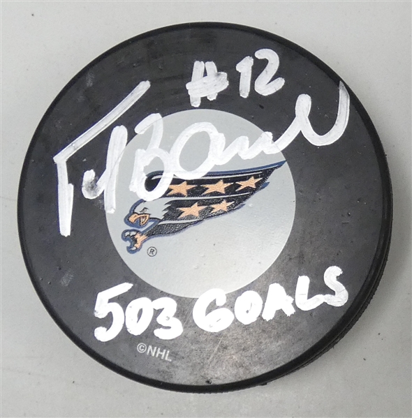 Peter Bondra Autographed Capitals Puck