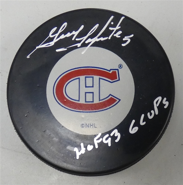 Guy Lapointe Autographed Canadiens Puck