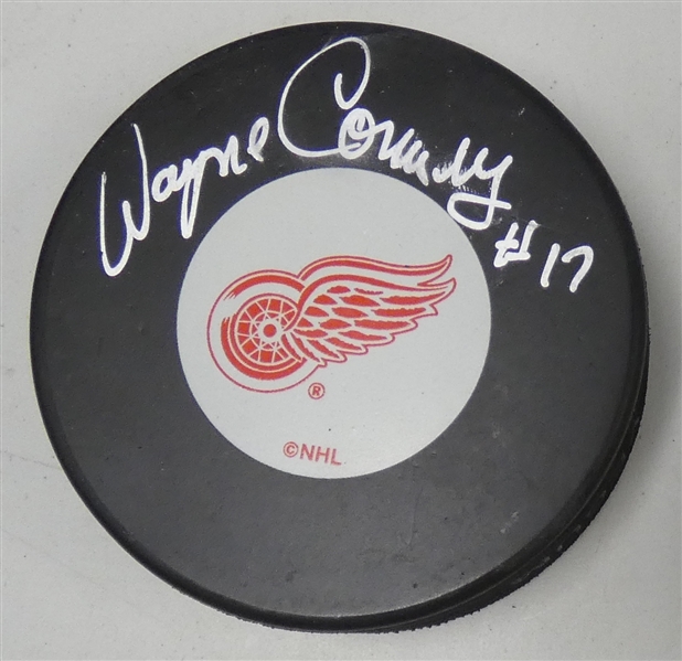 Wayne Connelly Autographed Red Wings Puck