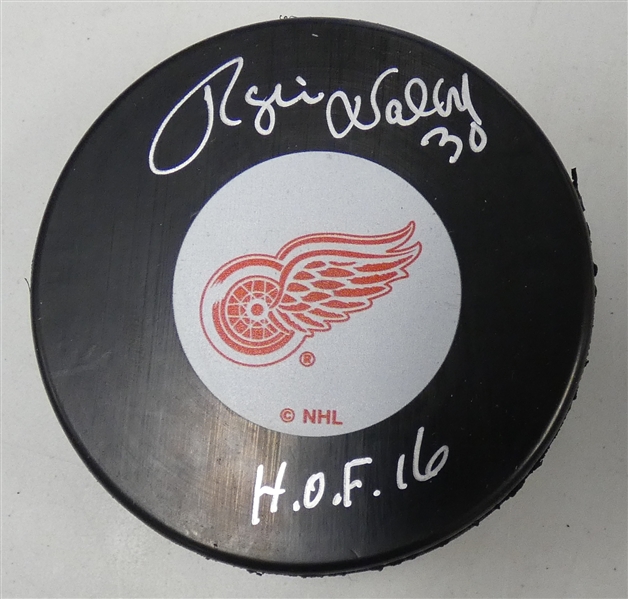 Rogie Vachon Autographed Red Wings Puck