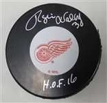 Rogie Vachon Autographed Red Wings Puck