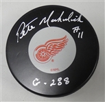 Pete Mahovlich Autographed Red Wings Puck