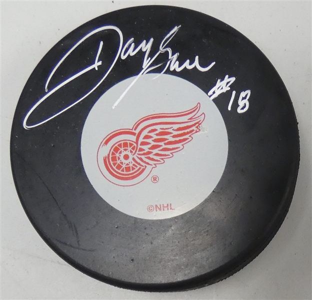 Danny Gare Autographed Red Wings Puck
