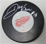 Danny Gare Autographed Red Wings Puck