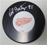 Val Fonteyne Autographed Red Wings Puck