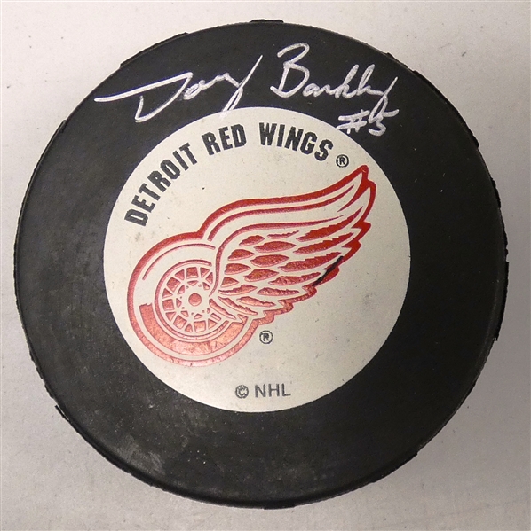 Doug Barkley Autographed Red Wings Puck