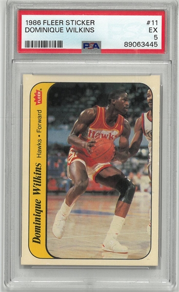 Dominique Wilkins 1986 Fleer Rookie Sticker PSA 5