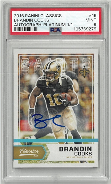 Brandin Cooks 1/1 PSA 9 Autographed 2016 Panini Classics