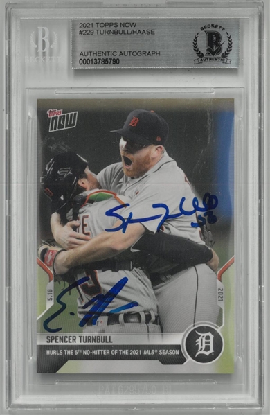 Spencer Turnbull & Eric Haase Autographed Topps Now No Hitter