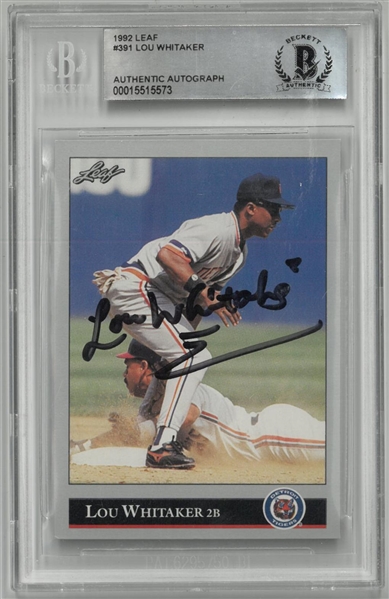 Lou Whitaker Autographed 1992 Leaf