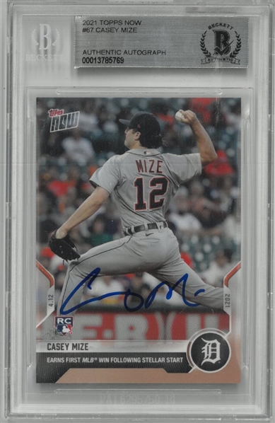Casey Mize Autographed 2021 Topps Now Rookie Card