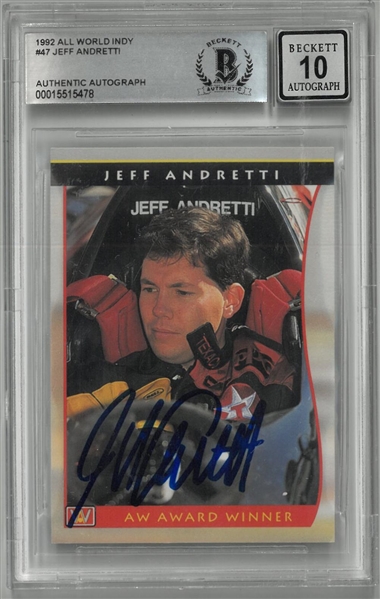 Jeff Andretti Autographed 1992 Indy All World