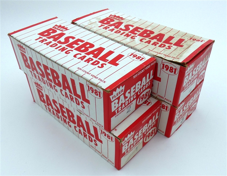 1981 Fleer Baseball Vending Box Lot of 4