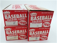 1981 Fleer Baseball Vending Box Lot of 4