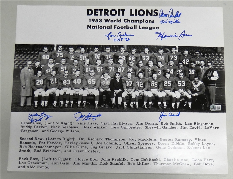 1953 Detroit Lions 16x20 Signed by 7