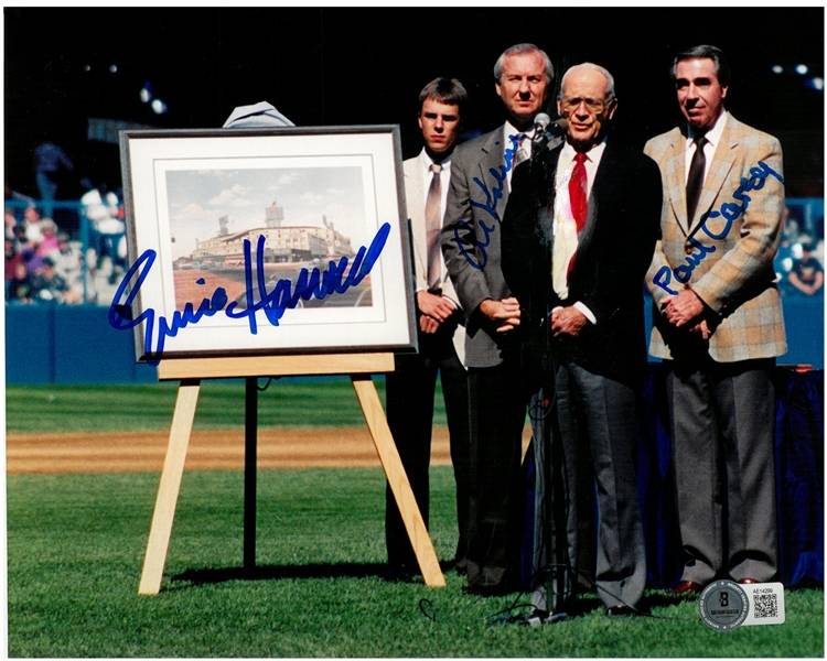 Ernie Harwell, Al Kaline & Paul Carey Autographed 8x10
