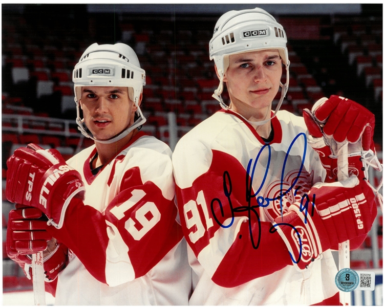 Sergei Fedorov Autographed 8x10 w/ Yzerman