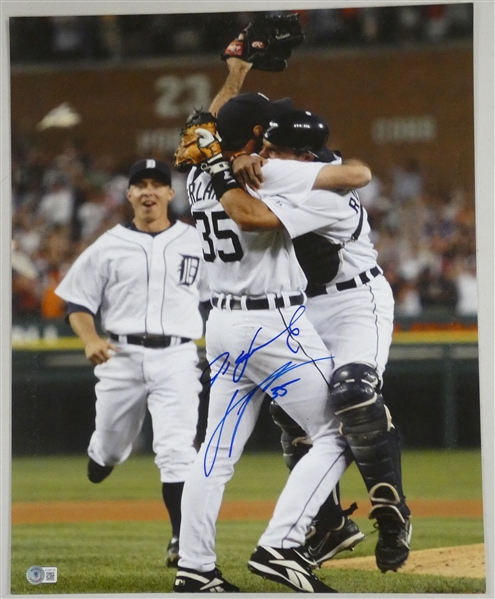 Justin Verlander & Ivan Rodriguez Autographed 1st No Hitter 16x20