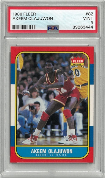 Akeem Olajuwon PSA 9 Mint 1986 Fleer Rookie Card