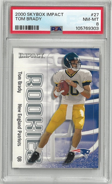 Tom Brady 2000 Skybox Impact PSA 8 Nm-Mt Rookie Card