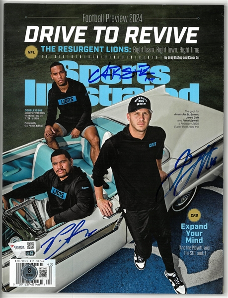 2024 Detroit Lions Autographed Sports Illustrated (Goff, St. Brown, Sewell)