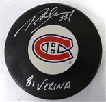 Richard Sevigny Autographed Canadiens Puck