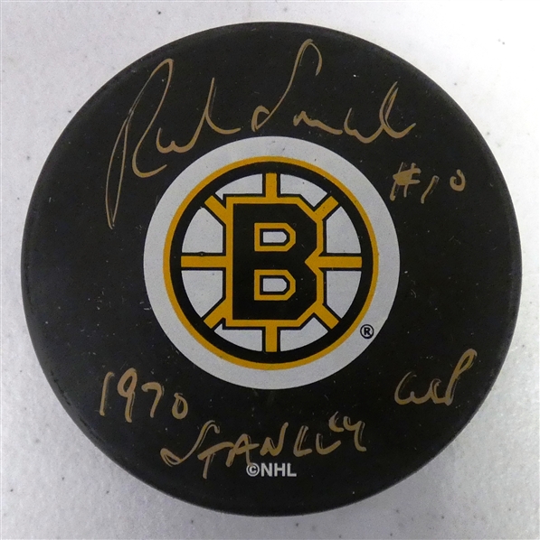 Rick Smith Autographed Bruins Puck