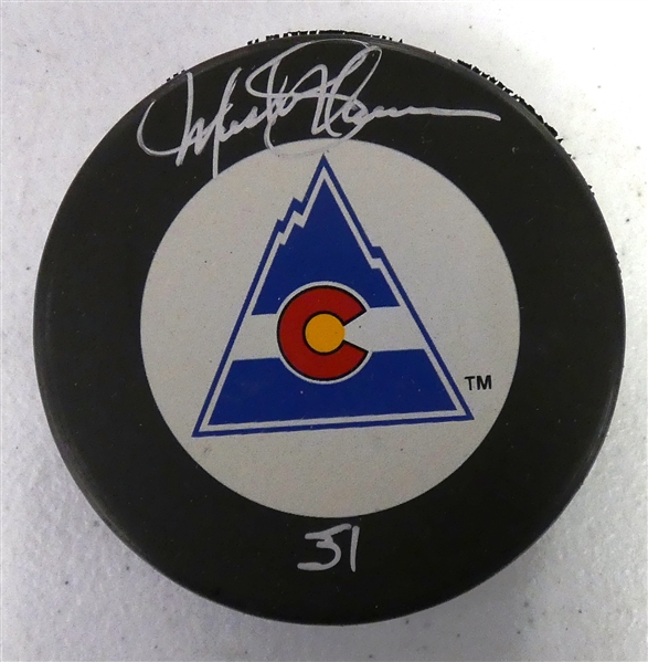 Michel Plasse Autographed Rockies Puck