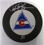 Michel Plasse Autographed Rockies Puck