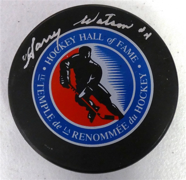 Harry Watson Autographed HOF Puck