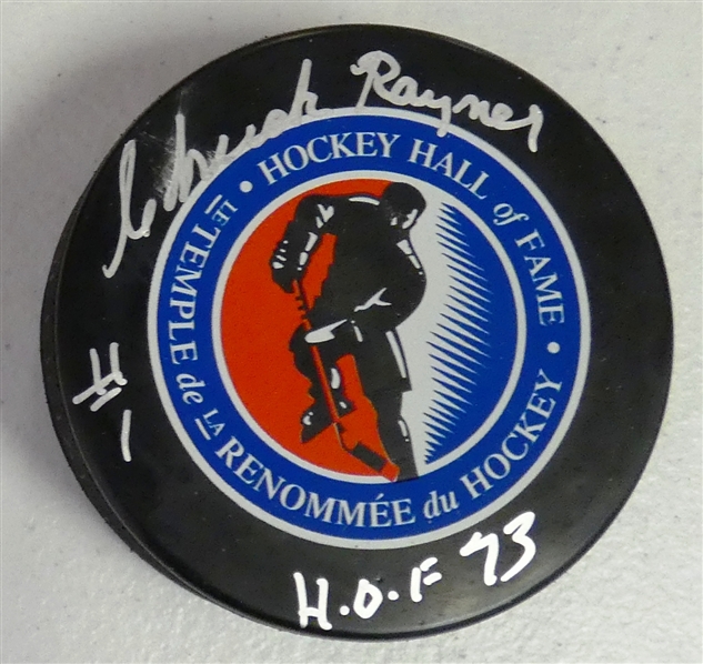 Chuck Rayner Autographed HOF Puck