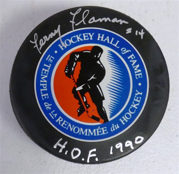 Fern Flaman Autographed HOF Puck