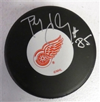 Petr Klima Autographed Red Wings Puck