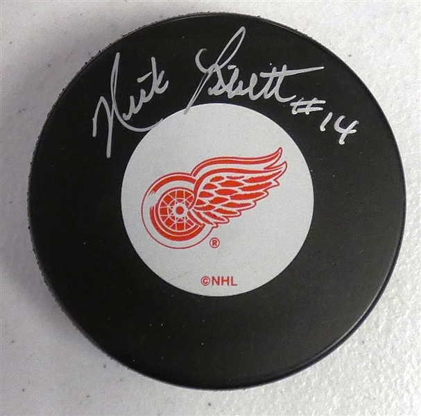 Nick Libett Autographed Red Wings Puck