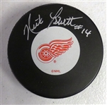 Nick Libett Autographed Red Wings Puck