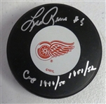 Leo Reise Autographed Red Wings Puck